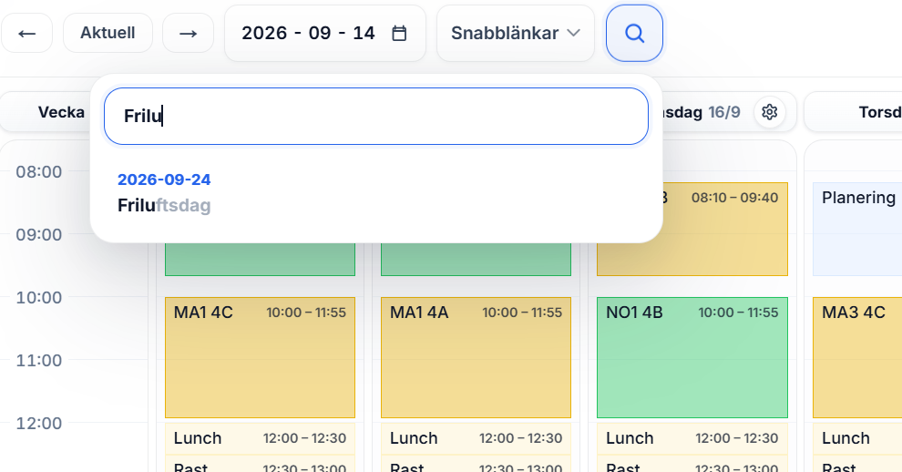 Sökning efter friluftsdag i LärarKolls veckoplanering